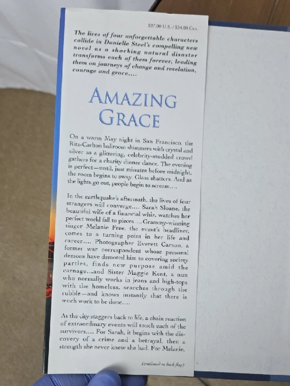 Danielle Steel Amazing Grace Hardcover Book - Blue & Red